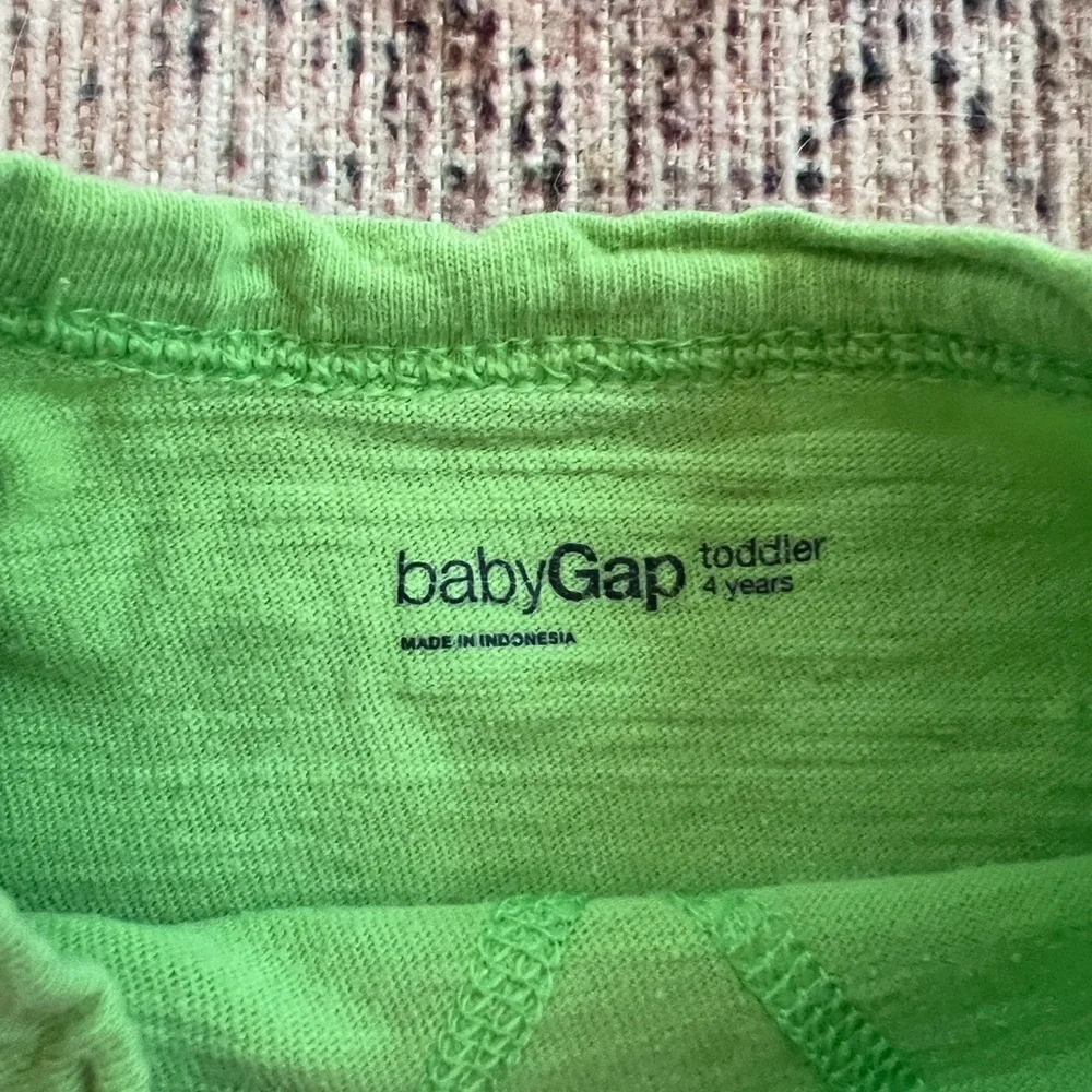 GAP Lime Green and Navy Striped Long Sleeve Tee